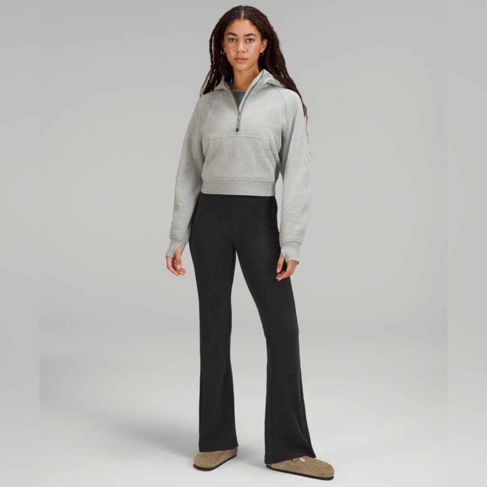 NWOT lululemon Brushed Softstreme Ribbed Zip Flared Pant 32.5” in Black - Size 2